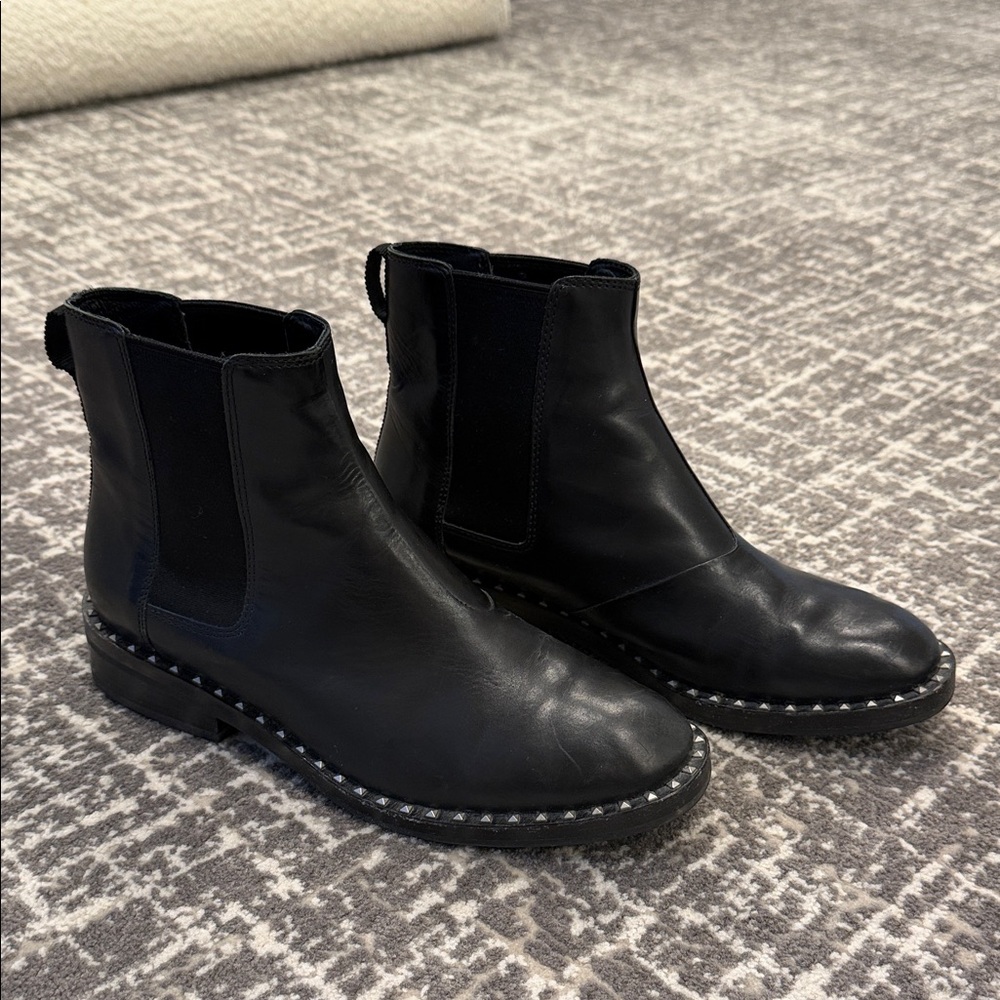 Ash Studded Black Leather Ankle Boots